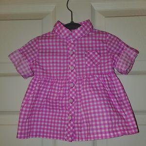 Carter's button down, 3/4 sleeve, gingham top, 3mos